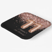 Roos Goud Zwart 11e Verjaardagsfeestje Papieren Bordje (Gebogen)