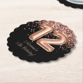Roos Goud Zwart 12e Verjaardagsfeestje Kartonnen Onderzetters (Gekanteld)