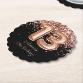 Roos Goud Zwart 13e verjaardagsfeestje Kartonnen Onderzetters (Gekanteld)