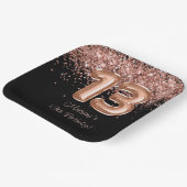 Roos Goud Zwart 13e verjaardagsfeestje Papieren Bordje (Gebogen)