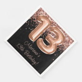 Roos Goud Zwart 13e verjaardagsfeestje Servet (Hoek)