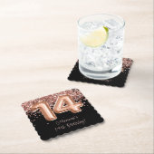 Roos Goud Zwart 14e Verjaardagsfeestje Kartonnen Onderzetters (Insitu)