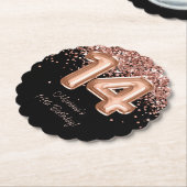 Roos Goud Zwart 14e Verjaardagsfeestje Kartonnen Onderzetters (Gekanteld)