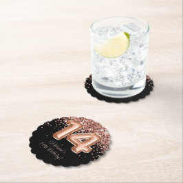 Roos Goud Zwart 14e Verjaardagsfeestje Kartonnen Onderzetters