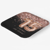 Roos Goud Zwart 15e Verjaardagsfeestje Papieren Bordje (Gebogen)