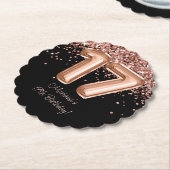 Roos Goud Zwart 17e Verjaardagsfeestje Kartonnen Onderzetters (Gekanteld)