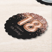 Roos Goud Zwart 18e Verjaardagsfeestje Kartonnen Onderzetters (Gekanteld)