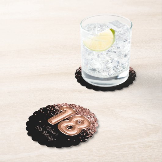 Roos Goud Zwart 18e Verjaardagsfeestje Kartonnen Onderzetters (Insitu)