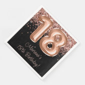 Roos Goud Zwart 18e Verjaardagsfeestje Servet (Hoek)