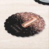 Roos Goud Zwart 1e Verjaardagsfeestje Kartonnen Onderzetters (Gekanteld)