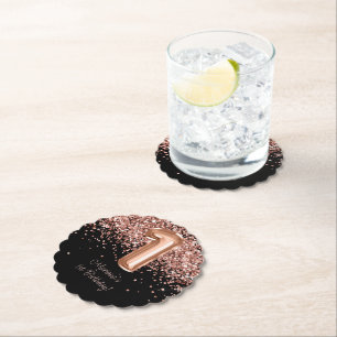 Roos Goud Zwart 1e Verjaardagsfeestje Kartonnen Onderzetters