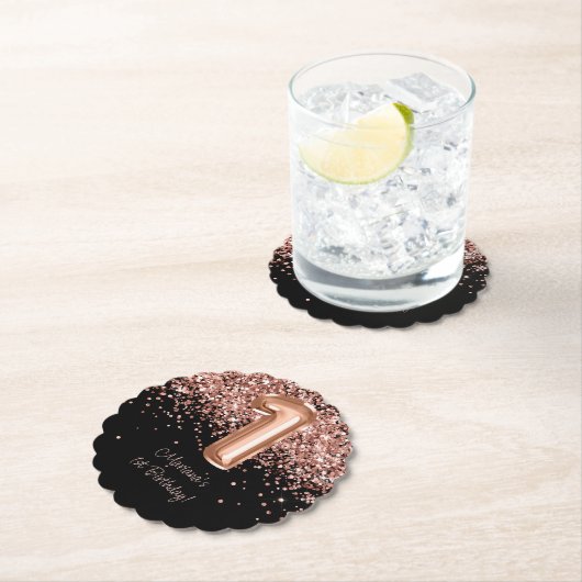 Roos Goud Zwart 1e Verjaardagsfeestje Kartonnen Onderzetters (Insitu)