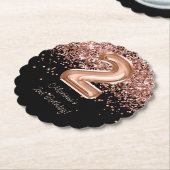 Roos Goud Zwart 2e Verjaardagsfeest Kartonnen Onderzetters (Gekanteld)