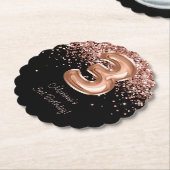 Roos Goud Zwart 3e Verjaardagsfeestje Kartonnen Onderzetters (Gekanteld)