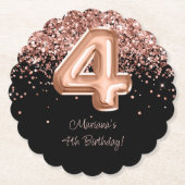 Roos Goud Zwart 4e Verjaardagsfeestje Kartonnen Onderzetters (Voorkant)