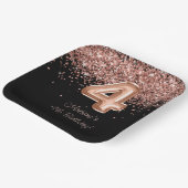 Roos Goud Zwart 4e Verjaardagsfeestje Papieren Bordje (Gebogen)