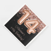 Roos Goud Zwart 4e Verjaardagsfeestje Servet (Hoek)