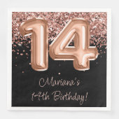 Roos Goud Zwart 4e Verjaardagsfeestje Servet (Voorkant)