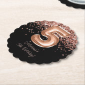 Roos Goud Zwart 5e Verjaardagsfeestje Kartonnen Onderzetters (Gekanteld)