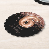 Roos Goud Zwart 6e Verjaardagsfeestje Kartonnen Onderzetters (Gekanteld)