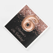 Roos Goud Zwart 6e Verjaardagsfeestje Servet (Hoek)
