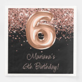 Roos Goud Zwart 6e Verjaardagsfeestje Servet (Voorkant)