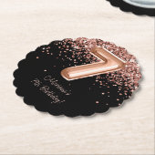 Roos Goud Zwart 7e Verjaardagsfeestje Kartonnen Onderzetters (Gekanteld)