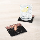 Roos Goud Zwart 7e Verjaardagsfeestje Kartonnen Onderzetters (Insitu)