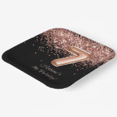 Roos Goud Zwart 7e Verjaardagsfeestje Papieren Bordje (Gebogen)