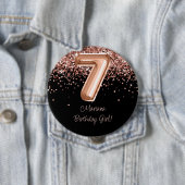 Roos Goud Zwart 7e Verjaardagsfeestje Ronde Button 4,0 Cm (In situ)