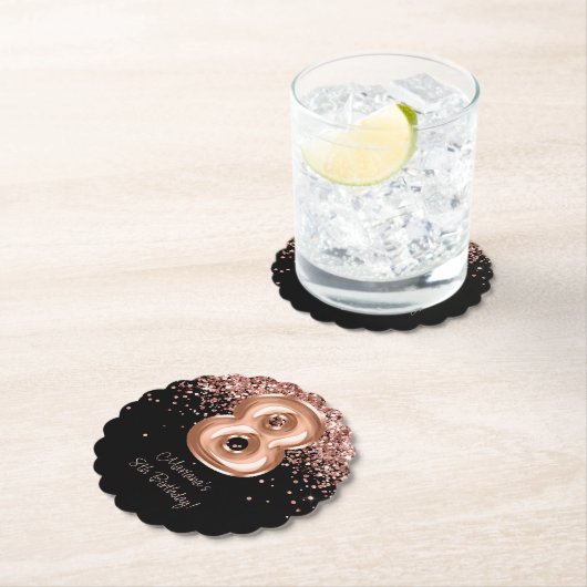 Roos Goud Zwart 8e Verjaardagsfeestje Kartonnen Onderzetters (Insitu)