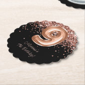 Roos Goud Zwart 9e Verjaardagsfeestje Kartonnen Onderzetters (Gekanteld)