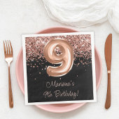 Roos Goud Zwart 9e Verjaardagsfeestje Servet