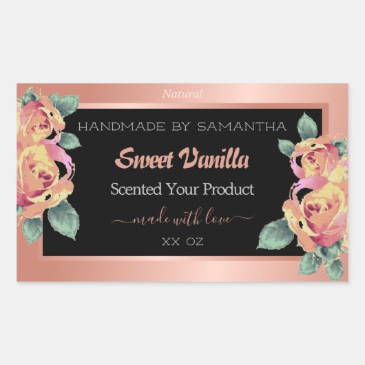Roos Goud Zwart Bloei Product Verpakking Labels (Voorkant)