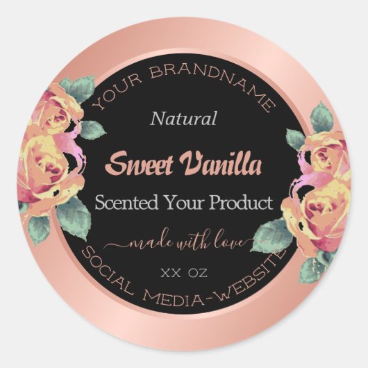 Roos Goud Zwart Bloei Product Verpakking Labels (Voorkant)