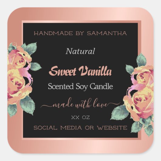 Roos Goud Zwart Bloei Product Verpakking Labels (Voorkant)