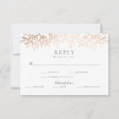 Roos Goud Zwart Bloemen Rustiek Typografie Huwelij RSVP Kaartje (Voorkant)