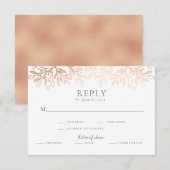 Roos Goud Zwart Bloemen Rustiek Typografie Huwelij RSVP Kaartje (Voorkant / Achterkant)