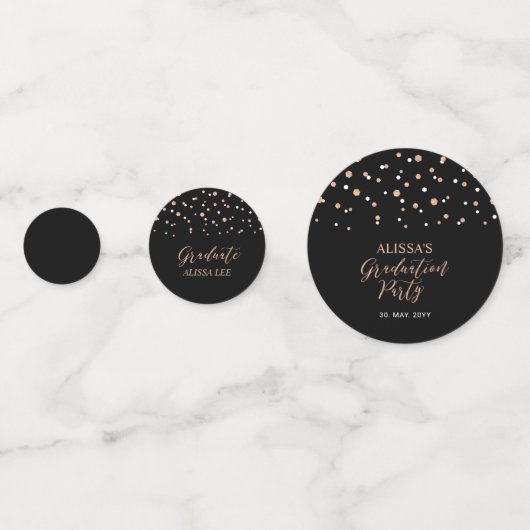 Roos goud & Zwart Confetti Graduation Party Decor (Voorkanten)