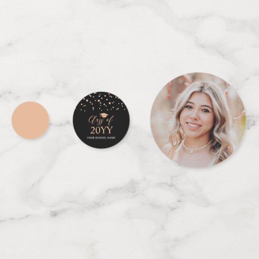 Roos goud & Zwart Confetti Graduation Party Decor (Achterkanten)