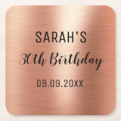 Roos Goud Zwart Elegant Alle Leeftijd 30e Verjaard Kartonnen Onderzetters (Voorkant)