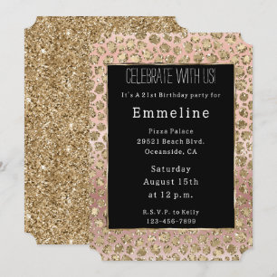 Roos Goud Zwart Glam Glitter Luipaard Kaart