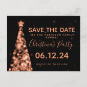 Roos Goud & Zwart Kerstfeest Save The Date Aankondigingskaart (Voorkant)