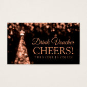 Roos Goud Zwart Kerstmis Bruiloft Drink Voucher Visitekaartje (Voorkant)
