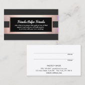 Roos Goud Zwart Klantenverwijzing Modern Stripes Aanbevelingskaartje (Voorkant / Achterkant)