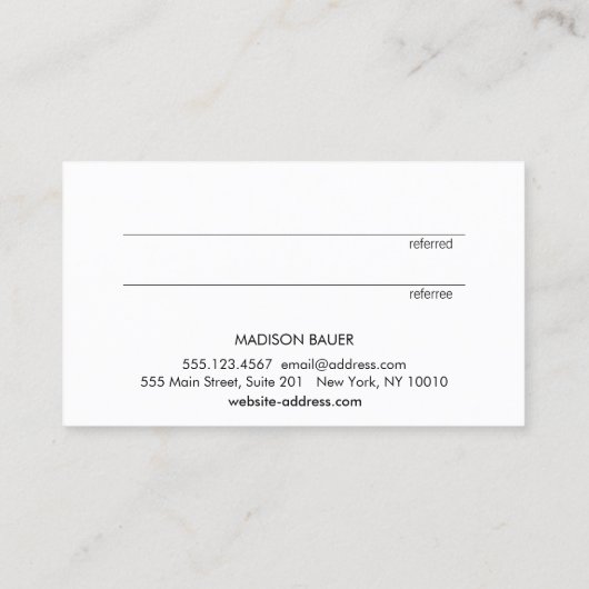 Roos Goud Zwart Klantenverwijzing Modern Stripes Aanbevelingskaartje (Achterkant)