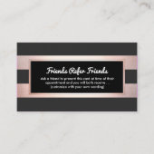 Roos Goud Zwart Klantenverwijzing Modern Stripes Aanbevelingskaartje (Voorkant)