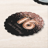 Roos Goud Zwart Lief 16e Verjaardagsfeestje Kartonnen Onderzetters (Gekanteld)