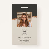 Roos Goud Zwart logo Modern Girly Elegant Badge (Voorkant)