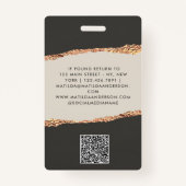 Roos Goud Zwart logo Modern Girly Elegant Badge (Achterkant)